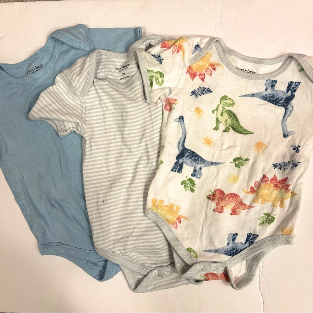Burt's Bees Unisex 12M Baby Short Sleeve Bodysuit 3 pack, 100% Organic Cotton